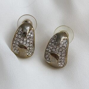 VTG Chunky Half Hoop Paved H Earrings